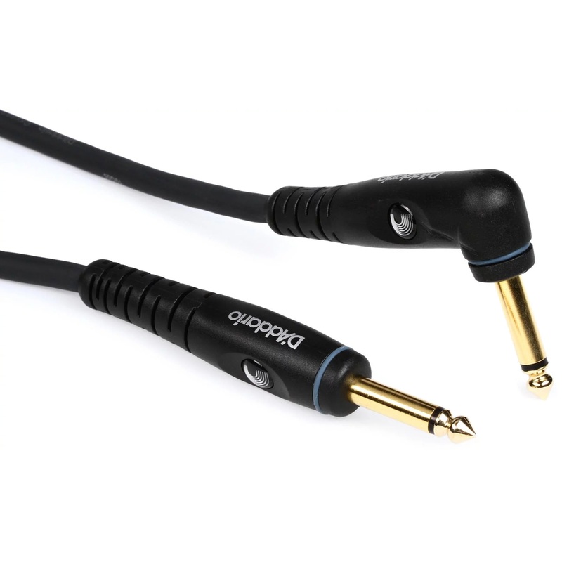 D’Addario PW-GRA-10 Custom Series Straight to Right Angle Instrument Cable – 10 foot
