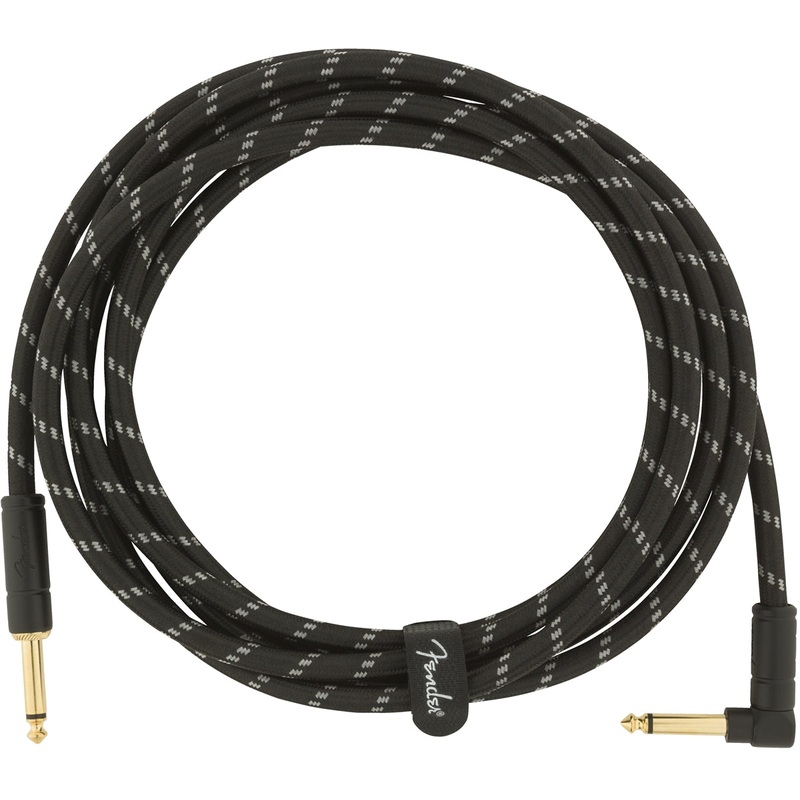 Fender Deluxe Series Straight – Right Angle Instrument Cable 10ft – Black Tweed