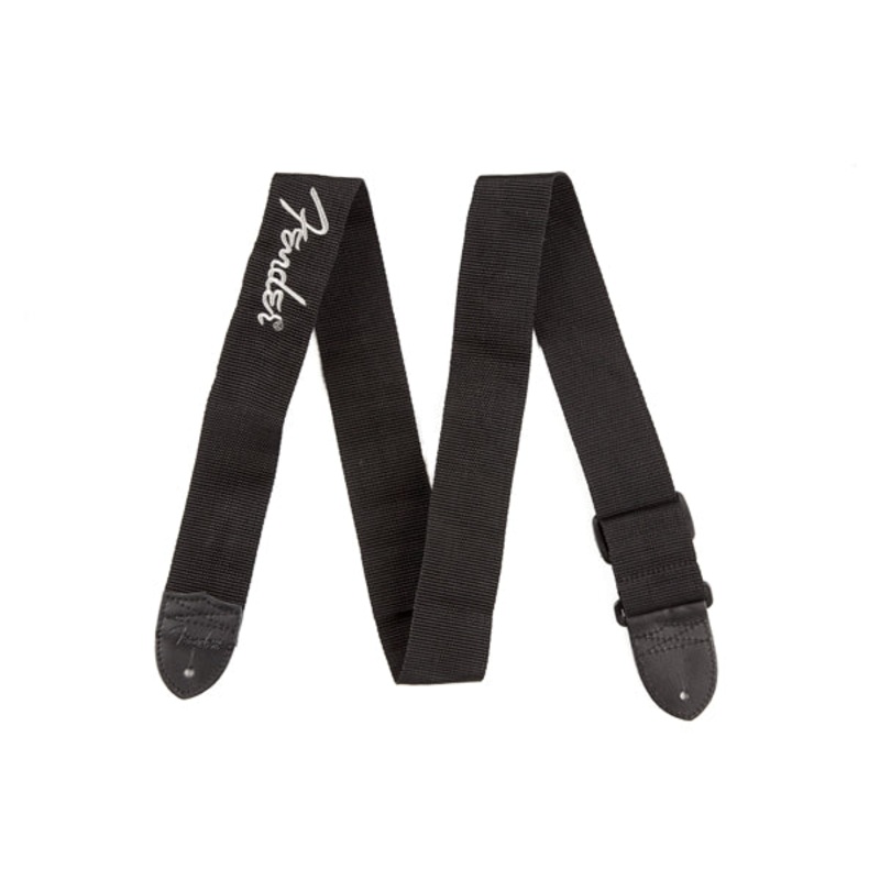 Fender 2 Black Poly Strap Gray Logo