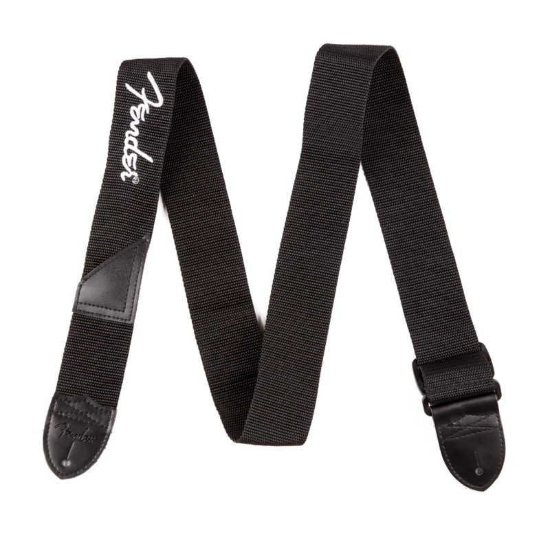 Fender 2 Black Poly Strap – White logo