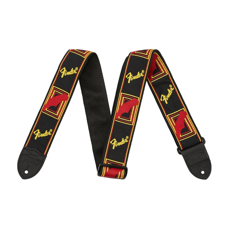 Fender 2 Monogrammed Guitar Strap Black/Yellow/Red