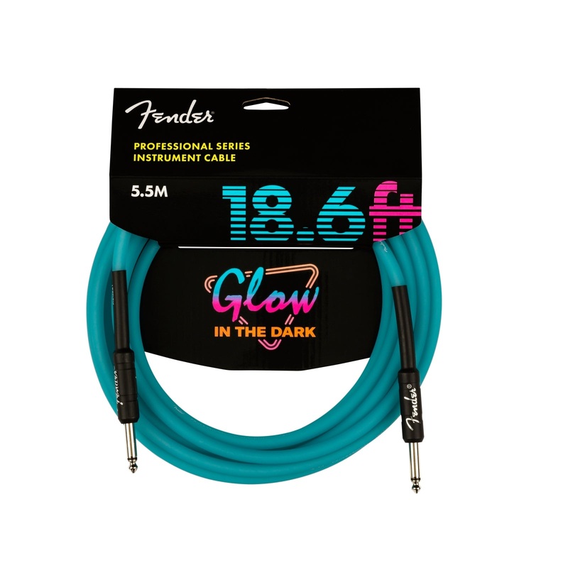 Fender Professional Series 18.6′ Instrument Cables Glow In The Dark – Dark Blue