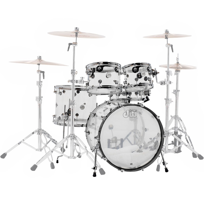 DW Design Series Acrylic 5-Piece Shell Pack with Chrome Hardware Clear