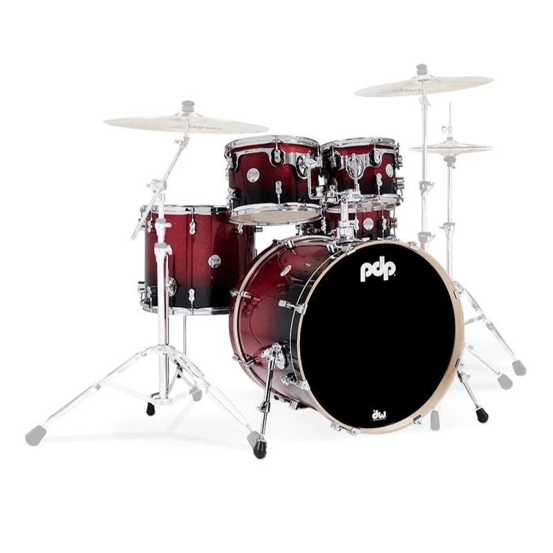 PDP Concept Maple 5-piece Shell Pack – Red To Black Sparkle Fade