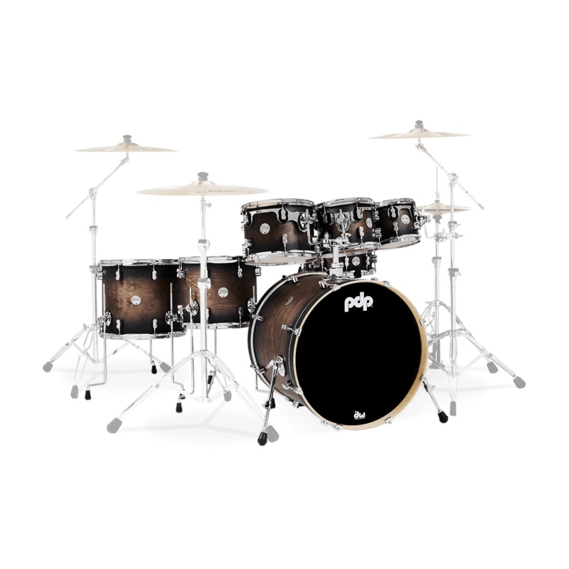 PDP Concept Maple 7 Piece Shell Pack – Satin Charcoal Burst Lacquer