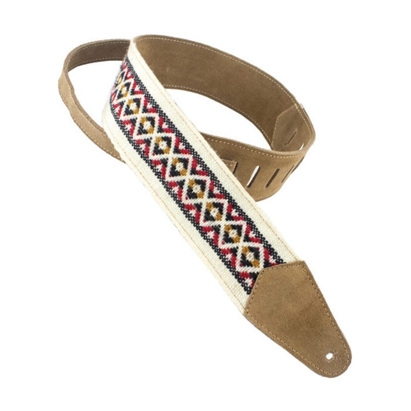 Henry Heller 2.5 Multi-Color Rustic Woven Guitar Strap – Natural