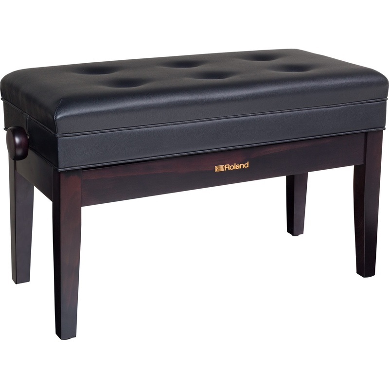 Roland RPB-D400 Duet Piano Bench with Adjustable Height, Cushioned Seat, and Storage (Dark Rosewood)