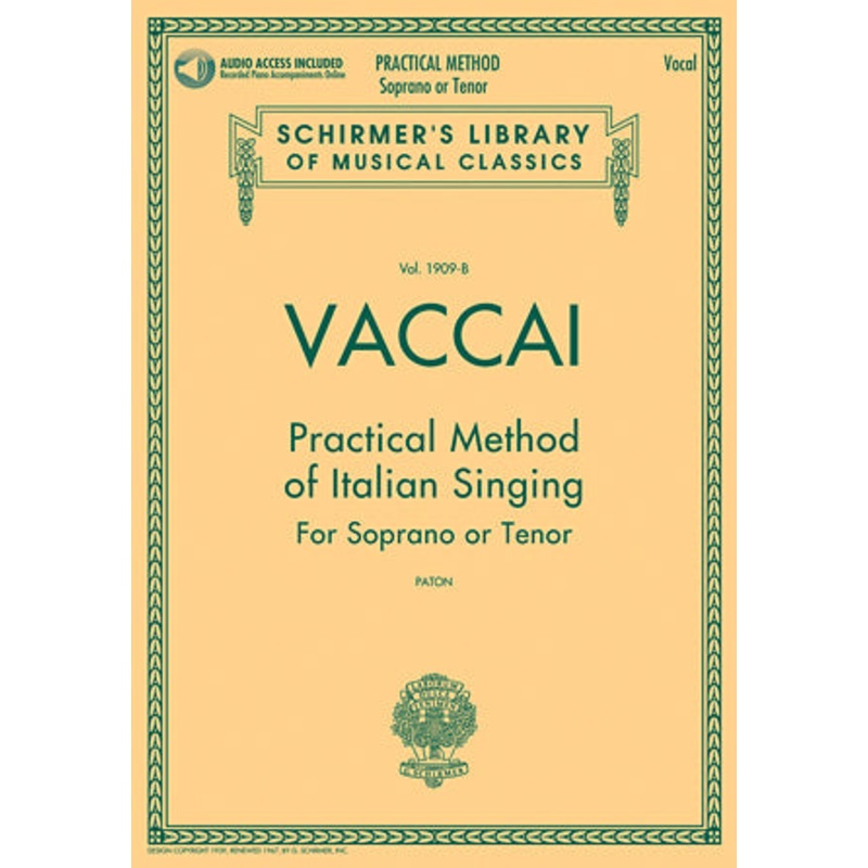 Vaccai Practical Method Of Italian Singing For Soprano Or Tenor