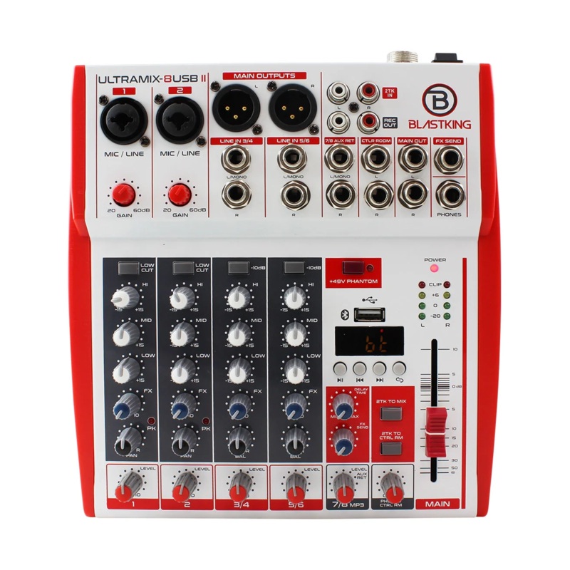 Blastking 8 Channel Analog Stereo Mixing Console  ULTRAMIX-8USBII