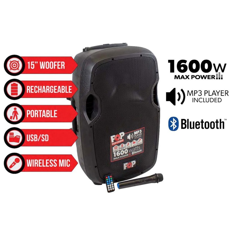 Blastking Pop 1600W 15 Rechargeable Powered Speaker