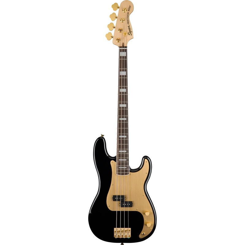 Squier 40th Anniversary Gold Edition Precision Electric Bass Guitar – Black