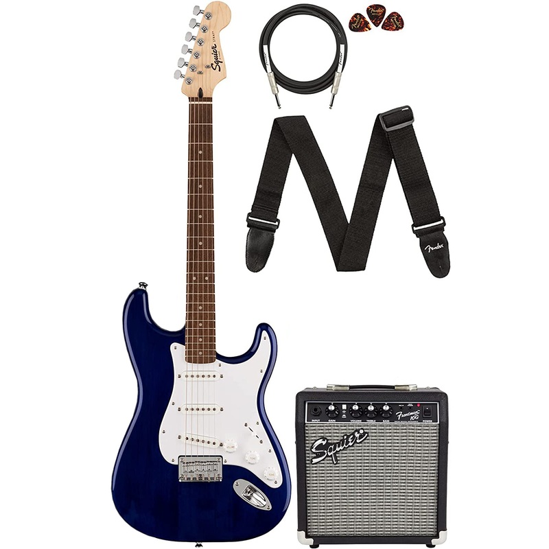 Fender Stratocaster HT Transparent Blue Bundle with Frontman 10G Amplifier