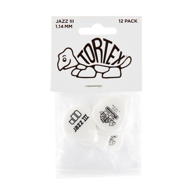 Dunlop 478P114 Tortex White Jazz III Guitar Pick 1.14mm
