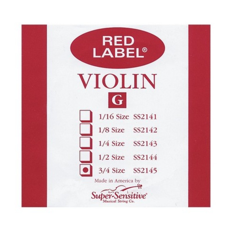 Super Sensitive Red Label Single Violin String – G 3/4