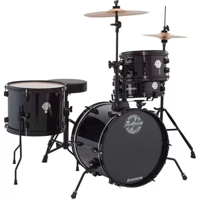 Ludwig Questlove Pocket 4-Piece Acoustic Complete Drum Kit – Black Sparkle