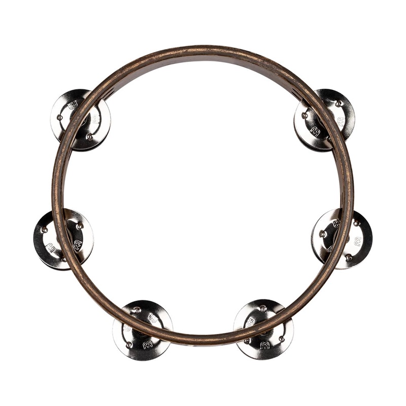 Meinl Cta2vm-Wb 8 Compact Double Row Hammered Nickel Plated Steel/Brass Jingles Tambourine – Walnut Brown