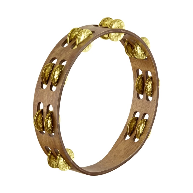 Meinl TA2V-WB 10 Double Row Hammered Brass Jingles, Walnut Brown Tambourine