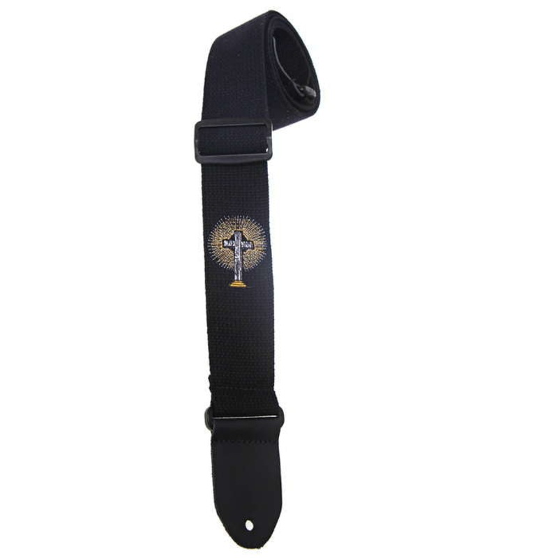 Henry Heller 2 Woven Cotton Guitar Strap w/ Cross – Black