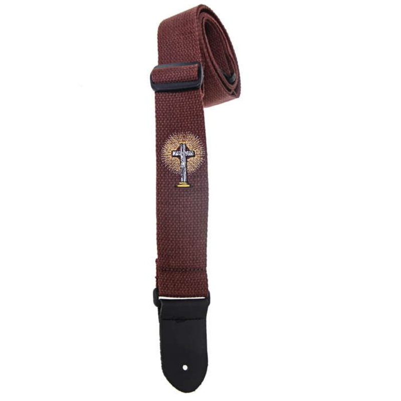 Henry Heller 2 Woven Cotton Guitar Strap w/ Cross – Brown