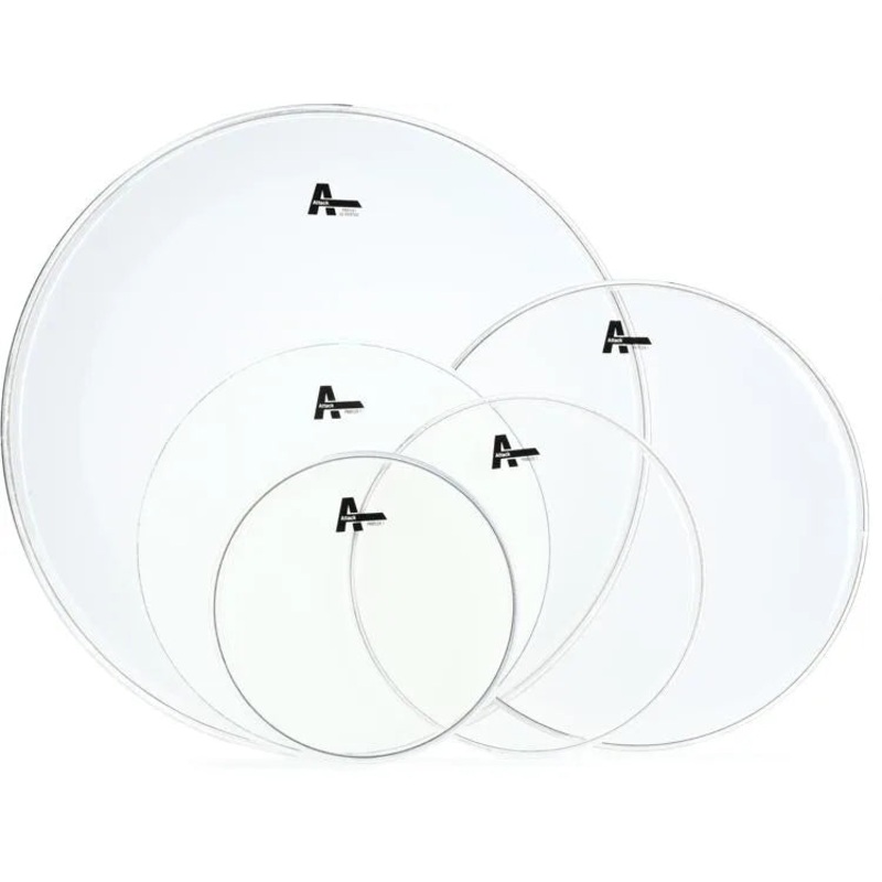 Attack Proflex 1 Rock 5-Piece Clear Drumheads Pack – 10, 12, 16, 22 with 14 Coated Snare Head