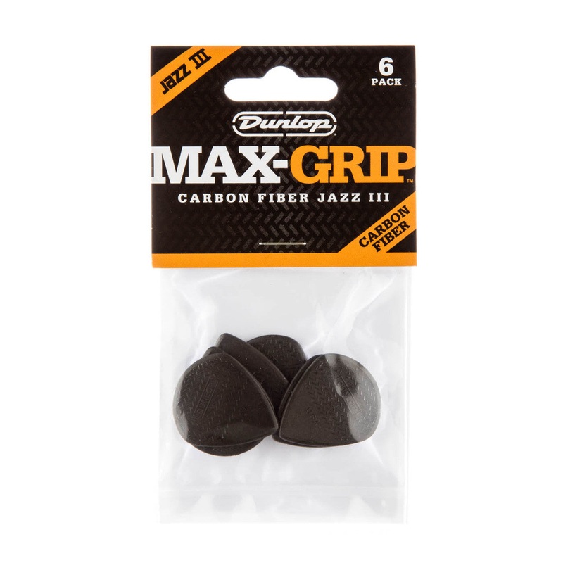 Dunlop 471P3C Max-Grip Jazz III Guitar Picks – Carbon Fiber Black (6-Pk)