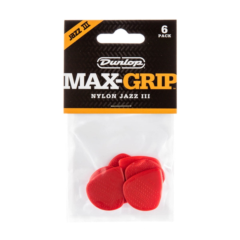 Dunlop Nylon Max-Grip Jazz III Guitar Pick – Red (6 pk)