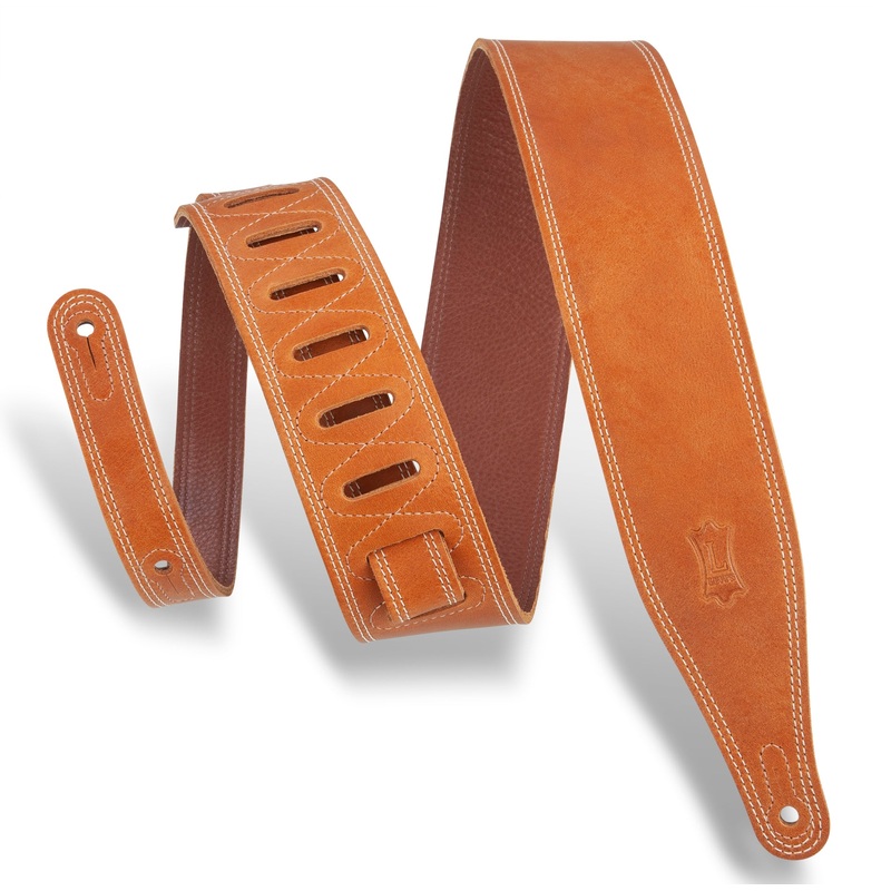 Levy’s Butter Double Stitch 2.5 Wide Garment Leather Guitar Strap – Tan