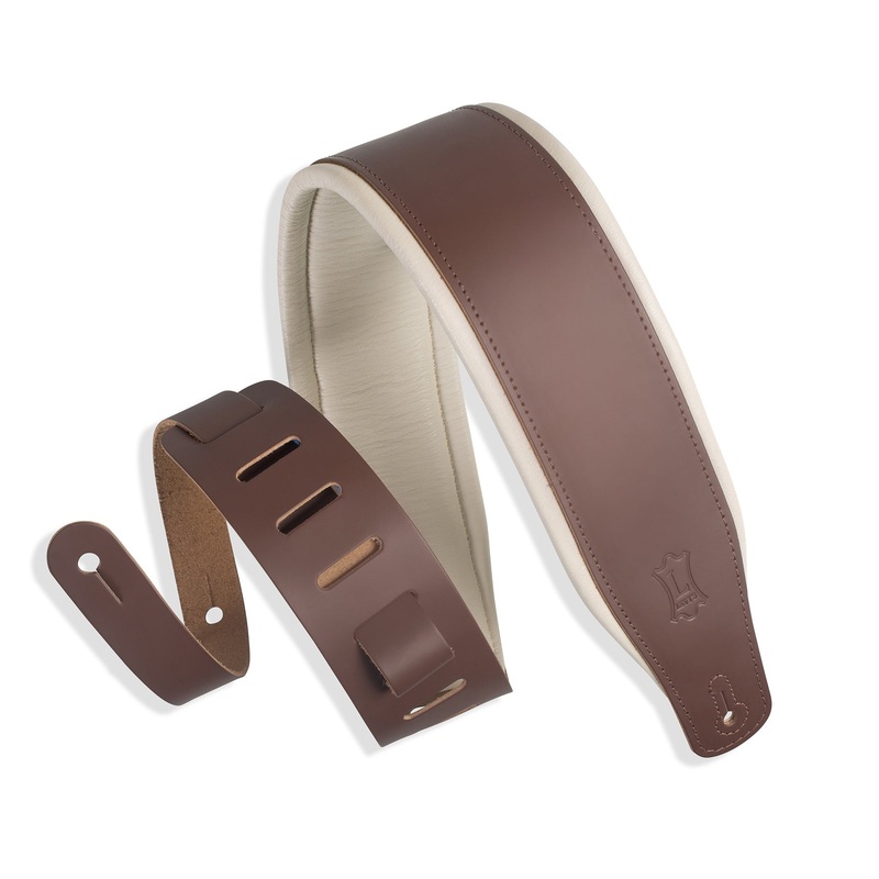 Levy’s M26PD Top Grain Leather Guitar Strap – Brown And Cream