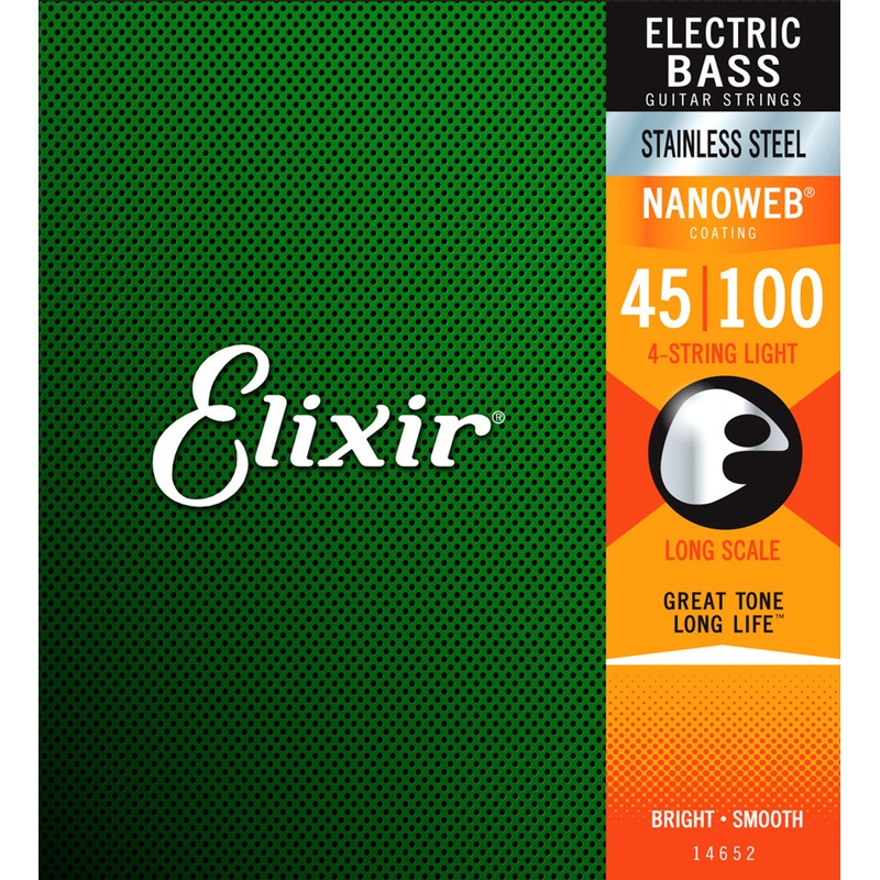 Elixir Strings 14652 .045-.100 Nanoweb Light Gauge Electric Bass Strings – Long Scale
