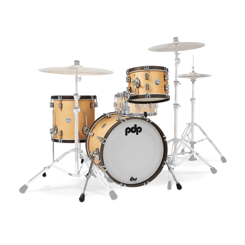 PDP Concept Maple Classic Bop 3-Piece Shell Pack – Natural Stain with Walnut Hoops