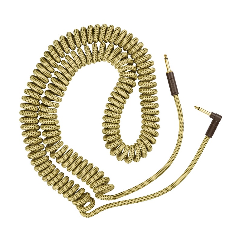 Fender Deluxe Series 30′ Coiled Instrument Cable – Tweed