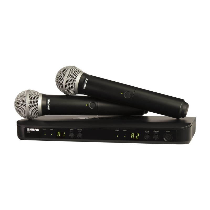 Shure BLX288/PG58 Dual Channel Wireless Handheld Microphone System – H11 Band
